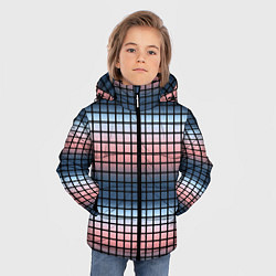 Куртка зимняя для мальчика Разноцветный коралловый с синим узор клетка, цвет: 3D-черный — фото 2