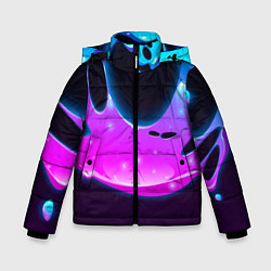 Куртка зимняя для мальчика Абстракция Неон Потёки, цвет: 3D-светло-серый