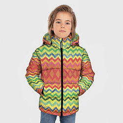 Куртка зимняя для мальчика Уютный красно-зеленый зигзаг, цвет: 3D-светло-серый — фото 2
