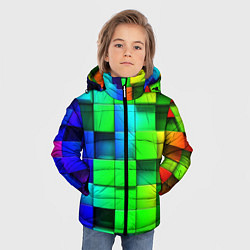 Куртка зимняя для мальчика Цветные неоновые кубы, цвет: 3D-светло-серый — фото 2