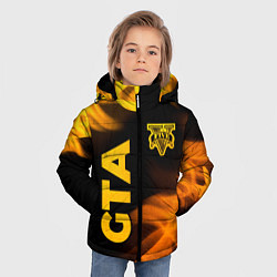 Куртка зимняя для мальчика GTA - gold gradient: надпись, символ, цвет: 3D-черный — фото 2