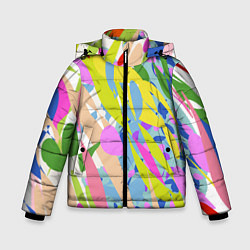 Куртка зимняя для мальчика Краски лета абстракция, цвет: 3D-светло-серый