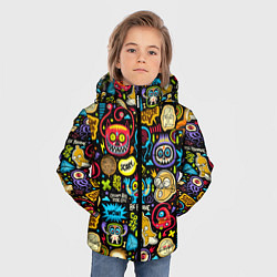 Куртка зимняя для мальчика Паттерн с монстриками, цвет: 3D-светло-серый — фото 2