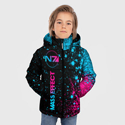 Куртка зимняя для мальчика Mass Effect - neon gradient: по-вертикали, цвет: 3D-черный — фото 2