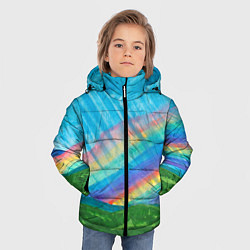 Куртка зимняя для мальчика Летний дождь радуга, цвет: 3D-светло-серый — фото 2