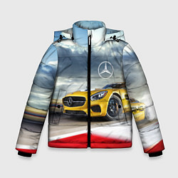 Куртка зимняя для мальчика Mercedes AMG V8 Biturbo на трассе, цвет: 3D-светло-серый
