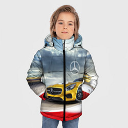 Куртка зимняя для мальчика Mercedes AMG V8 Biturbo на трассе, цвет: 3D-черный — фото 2