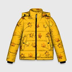 Куртка зимняя для мальчика Цвета осени: листья клена, цвет: 3D-черный