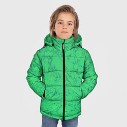 Куртка зимняя для мальчика Мраморный зеленый яркий узор, цвет: 3D-светло-серый — фото 2
