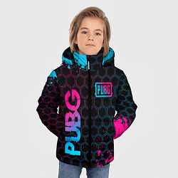 Куртка зимняя для мальчика PUBG - neon gradient: надпись, символ, цвет: 3D-черный — фото 2