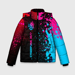 Зимняя куртка для мальчика Cyberpunk 2077 - neon gradient: по-вертикали