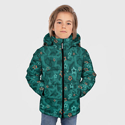 Куртка зимняя для мальчика Темный бирюзовый узор со звездами, цвет: 3D-светло-серый — фото 2