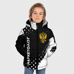 Куртка зимняя для мальчика Маркетолог из России и герб РФ: надпись, символ, цвет: 3D-черный — фото 2