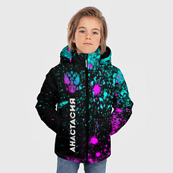 Куртка зимняя для мальчика Анастасия и неоновый герб России: по-вертикали, цвет: 3D-черный — фото 2