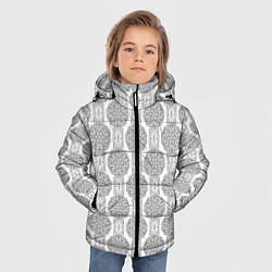 Куртка зимняя для мальчика Бело -серый дамасский восточный узор, цвет: 3D-светло-серый — фото 2