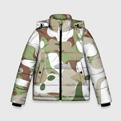 Куртка зимняя для мальчика Камуфляж зимний лес крупный, цвет: 3D-светло-серый