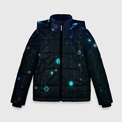 Куртка зимняя для мальчика Неоновый дождик из снежинок, цвет: 3D-черный
