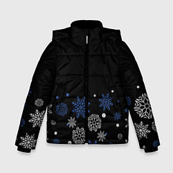 Куртка зимняя для мальчика Снежинки - Новогодние, цвет: 3D-черный