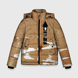 Куртка зимняя для мальчика Стрелка вверх на рваном картоне - авангард, цвет: 3D-светло-серый