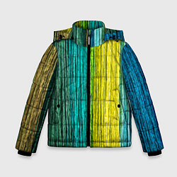 Куртка зимняя для мальчика Разноцветные полосы материала, цвет: 3D-черный