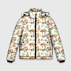 Куртка зимняя для мальчика Ленивцы паттерн, цвет: 3D-светло-серый