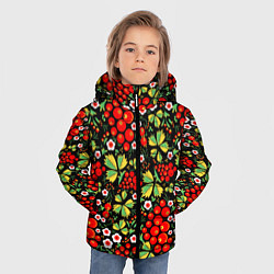 Куртка зимняя для мальчика Русские узоры - цветы и ягоды, цвет: 3D-светло-серый — фото 2