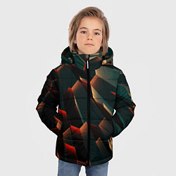 Куртка зимняя для мальчика Абстрактная геометрия во тьме, цвет: 3D-светло-серый — фото 2
