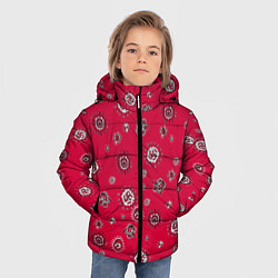 Куртка зимняя для мальчика Красно черные цветы, цвет: 3D-красный — фото 2
