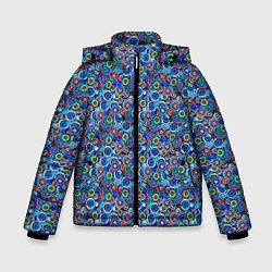 Куртка зимняя для мальчика Паттерн из цветочных узоров, цвет: 3D-черный