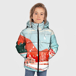 Куртка зимняя для мальчика Зимние новогодние горы, цвет: 3D-светло-серый — фото 2