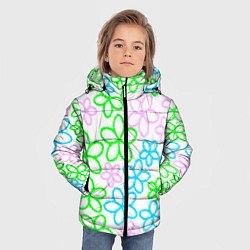 Куртка зимняя для мальчика Цветочные узоры - паттерн, цвет: 3D-светло-серый — фото 2