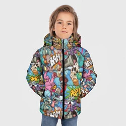 Куртка зимняя для мальчика Сумасшедший поп-арт, цвет: 3D-светло-серый — фото 2