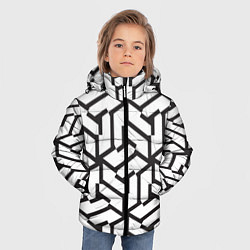 Куртка зимняя для мальчика Чёрно-белый бесконечный лабиринт, цвет: 3D-светло-серый — фото 2
