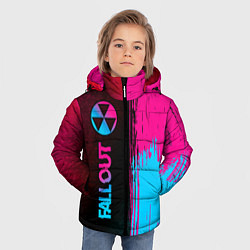 Куртка зимняя для мальчика Fallout - neon gradient: по-вертикали, цвет: 3D-черный — фото 2