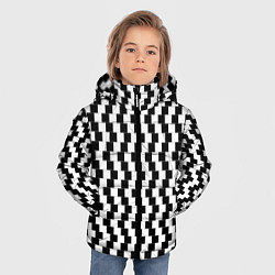 Куртка зимняя для мальчика Оптическая иллюзия ровности полос, цвет: 3D-светло-серый — фото 2