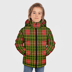 Куртка зимняя для мальчика Ткань Шотландка красно-зелёная, цвет: 3D-светло-серый — фото 2