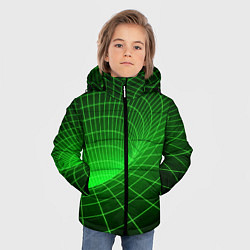 Куртка зимняя для мальчика Зелёная неоновая чёрная дыра, цвет: 3D-черный — фото 2
