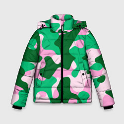 Куртка зимняя для мальчика Абстрактные зелёно-розовые пятна, цвет: 3D-красный