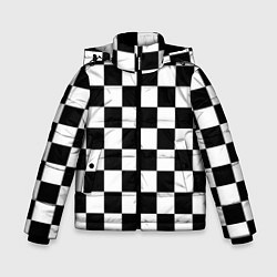 Куртка зимняя для мальчика Шахматные клетки - текстура, цвет: 3D-черный