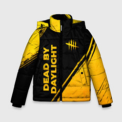 Куртка зимняя для мальчика Dead by Daylight - gold gradient: надпись, символ, цвет: 3D-черный