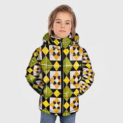 Куртка зимняя для мальчика Геометрический золотистый паттерн, цвет: 3D-черный — фото 2