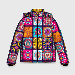 Куртка зимняя для мальчика Пэчворк - мандалы, цвет: 3D-светло-серый