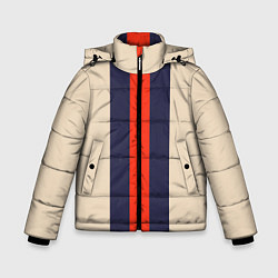 Куртка зимняя для мальчика Полосы триколор синий красный, цвет: 3D-черный