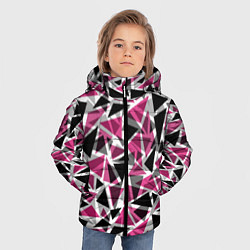 Куртка зимняя для мальчика Геометрический абстрактный узор в вишнево серых и, цвет: 3D-черный — фото 2