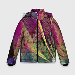 Куртка зимняя для мальчика Неоновые волнообразные линии, цвет: 3D-красный