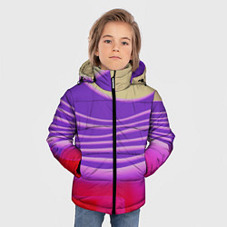 Куртка зимняя для мальчика Волнообразные листы разных цветов, цвет: 3D-черный — фото 2