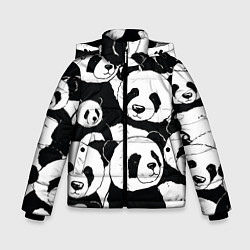 Куртка зимняя для мальчика С пандами паттерн, цвет: 3D-светло-серый