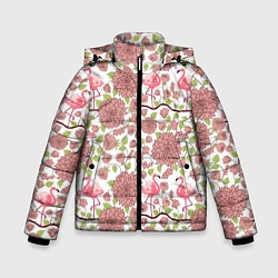 Куртка зимняя для мальчика Фламинго и лотосы, цвет: 3D-светло-серый