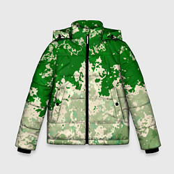 Куртка зимняя для мальчика Абстракция в зелёных тонах, цвет: 3D-светло-серый