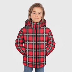 Куртка зимняя для мальчика Красная шотландская клетка, цвет: 3D-светло-серый — фото 2